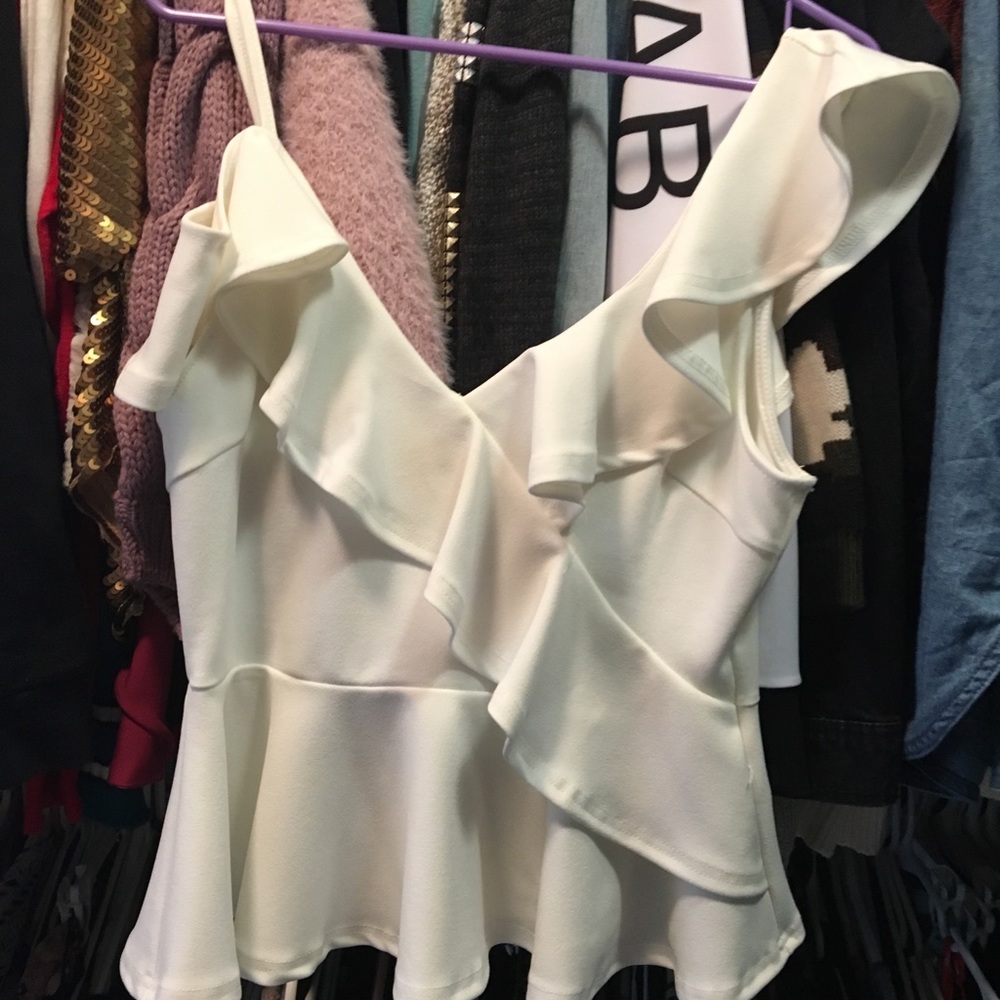 BNWOT white peplum top